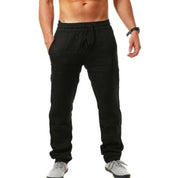 Linen Pants - Men's Elastic Waist Loose Fit Summer Pants