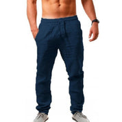 Linen Pants - Men's Elastic Waist Loose Fit Summer Pants