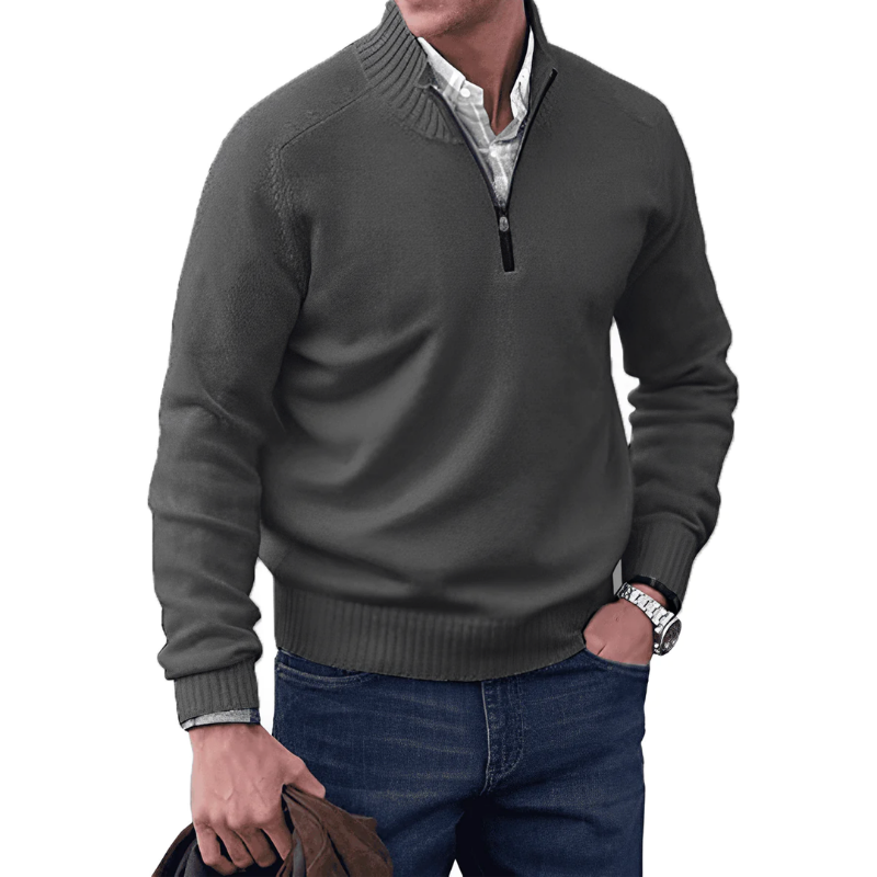 Mens Quarter Zip Jumper - Winter - Pullover - Knitted jumper - Mens Half Zip Sweater