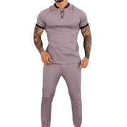 Co-Ord Set - Short Sleeve - Quarter Zip - Two-Piece Set - Men's Clothing