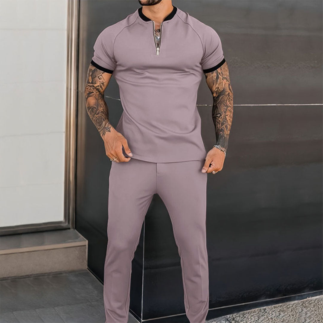 Co-Ord Set - Short Sleeve - Quarter Zip - Two-Piece Set - Men's Clothing