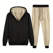 Hoodie Jogger Set | Zip-Up | Fur Lined | Two-Piece Set | Men's Clothing