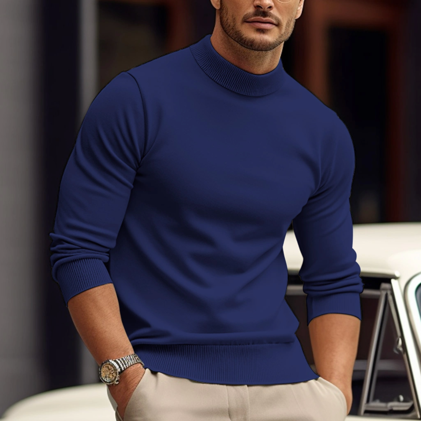Knit Sweater - High Neck - Long Sleeve - Roll Neck Jumper - Men's Jumper