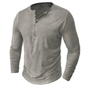 Long Sleeve T-Shirt - Half Buttoned - Pullover - Henley Shirt - Men's Shirt