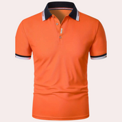 Polo T-Shirt - Men's Collared Orange Short Sleeve Polo Shirt