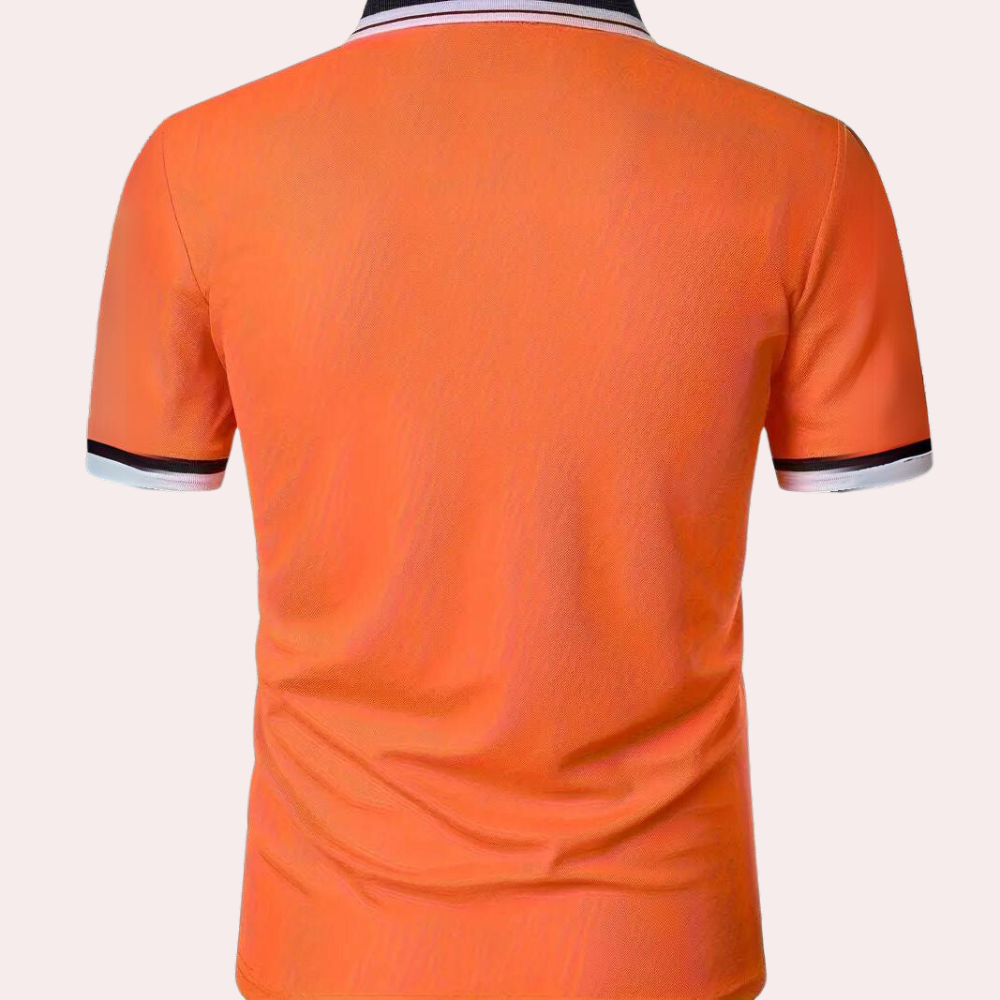 Polo T-Shirt - Men's Collared Orange Short Sleeve Polo Shirt