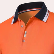 Polo T-Shirt - Men's Collared Orange Short Sleeve Polo Shirt