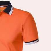 Polo T-Shirt - Men's Collared Orange Short Sleeve Polo Shirt