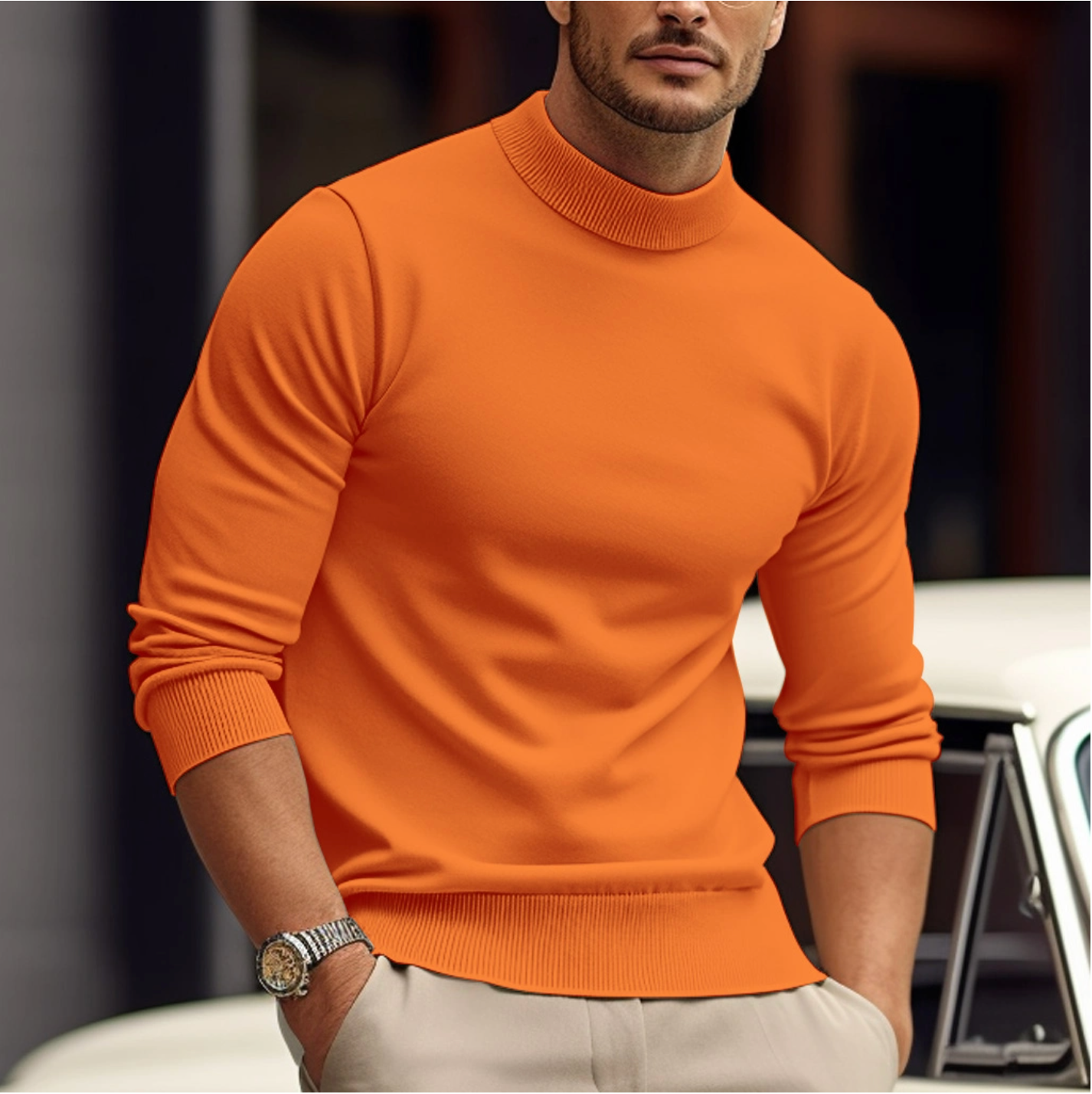 Knit Sweater - High Neck - Long Sleeve - Roll Neck Jumper - Men's Jumper