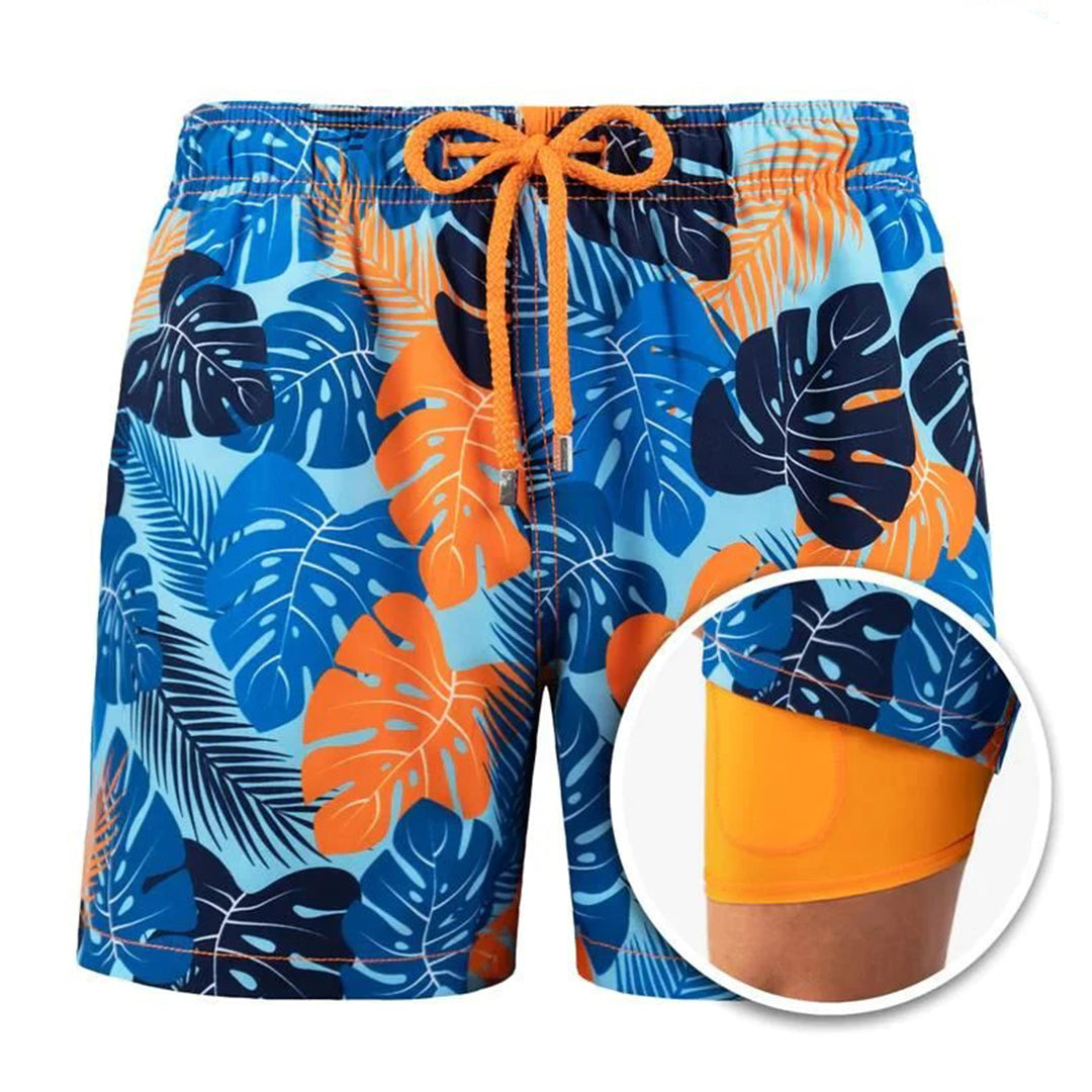 Swim Shorts - Drawstring - 2-in1 - Board Shorts - Men's Swimwear