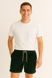 Cord Shorts - Elastic Waist - Loose Fit - Summer Shorts - Men's Corduroy Shorts