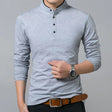 Long Sleeve T-Shirt - Buttoned Up - Slim Fit - Polo Shirt - Men's Clothing