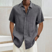 Short Sleeve Shirt - Men's Lightweight Loose Fit Button-Up Shirt for Summer
