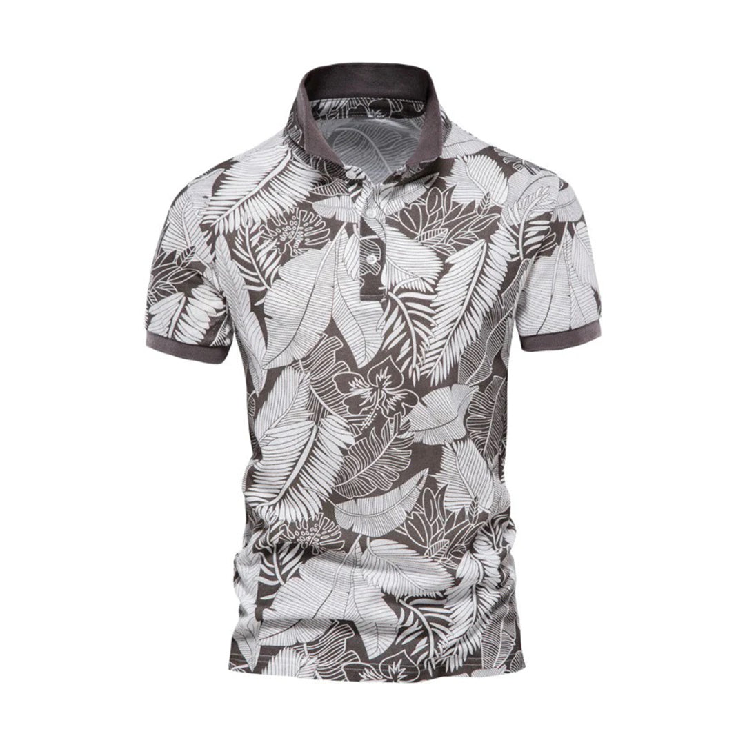 Summer Shirt - Men's Short Sleeve Printed Collared Polo T-Shirt