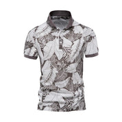 Summer Shirt - Men's Short Sleeve Printed Collared Polo T-Shirt