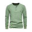 Long Sleeve T-Shirt - Men's Plain Quarter Button Long Sleeve Shirt