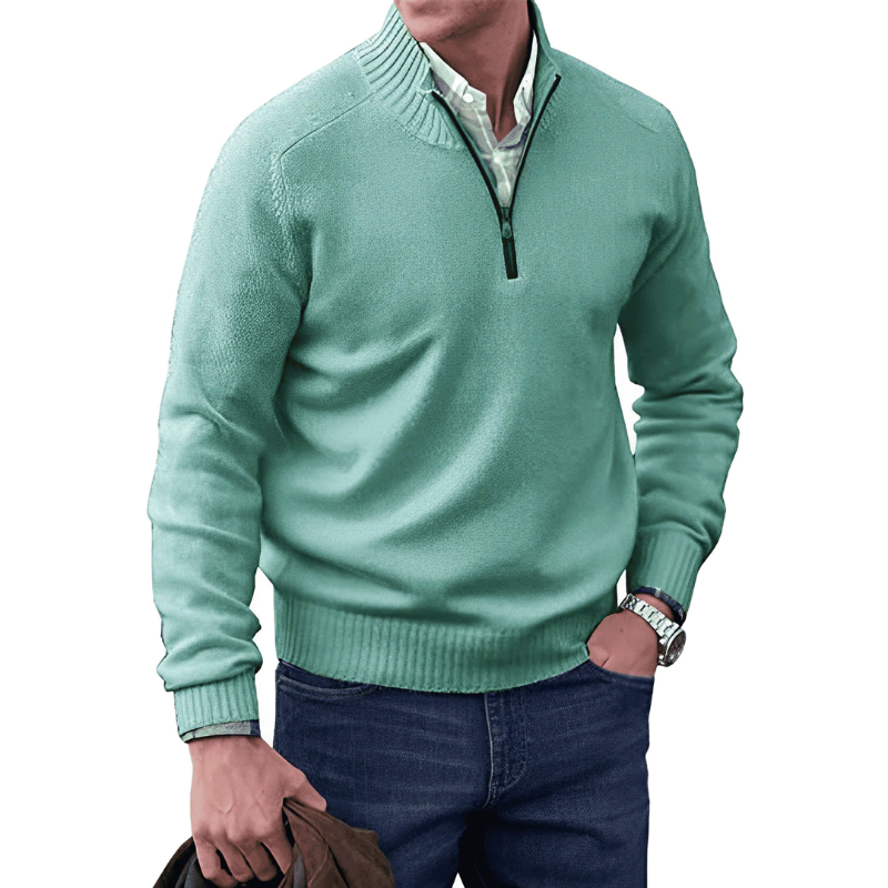 Mens Quarter Zip Jumper - Winter - Pullover - Knitted jumper - Mens Half Zip Sweater