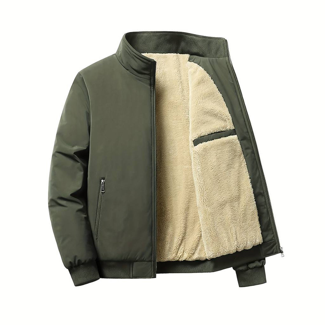 Winter Bomber Jacket - Fleece Lined - Zip-Up - Winter Jacket - Men's Bomber Jacket