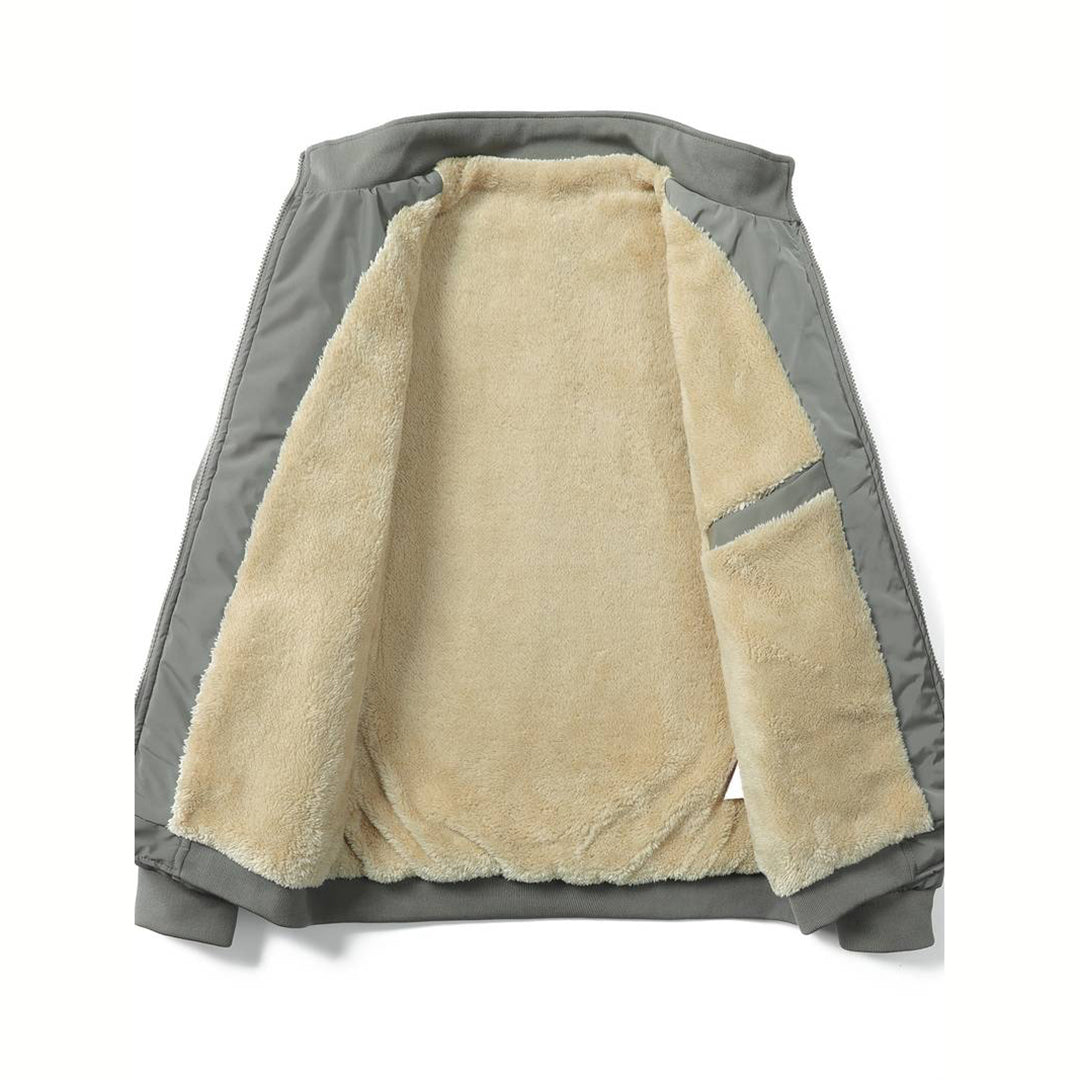 Winter Bomber Jacket - Fleece Lined - Zip-Up - Winter Jacket - Men's Bomber Jacket