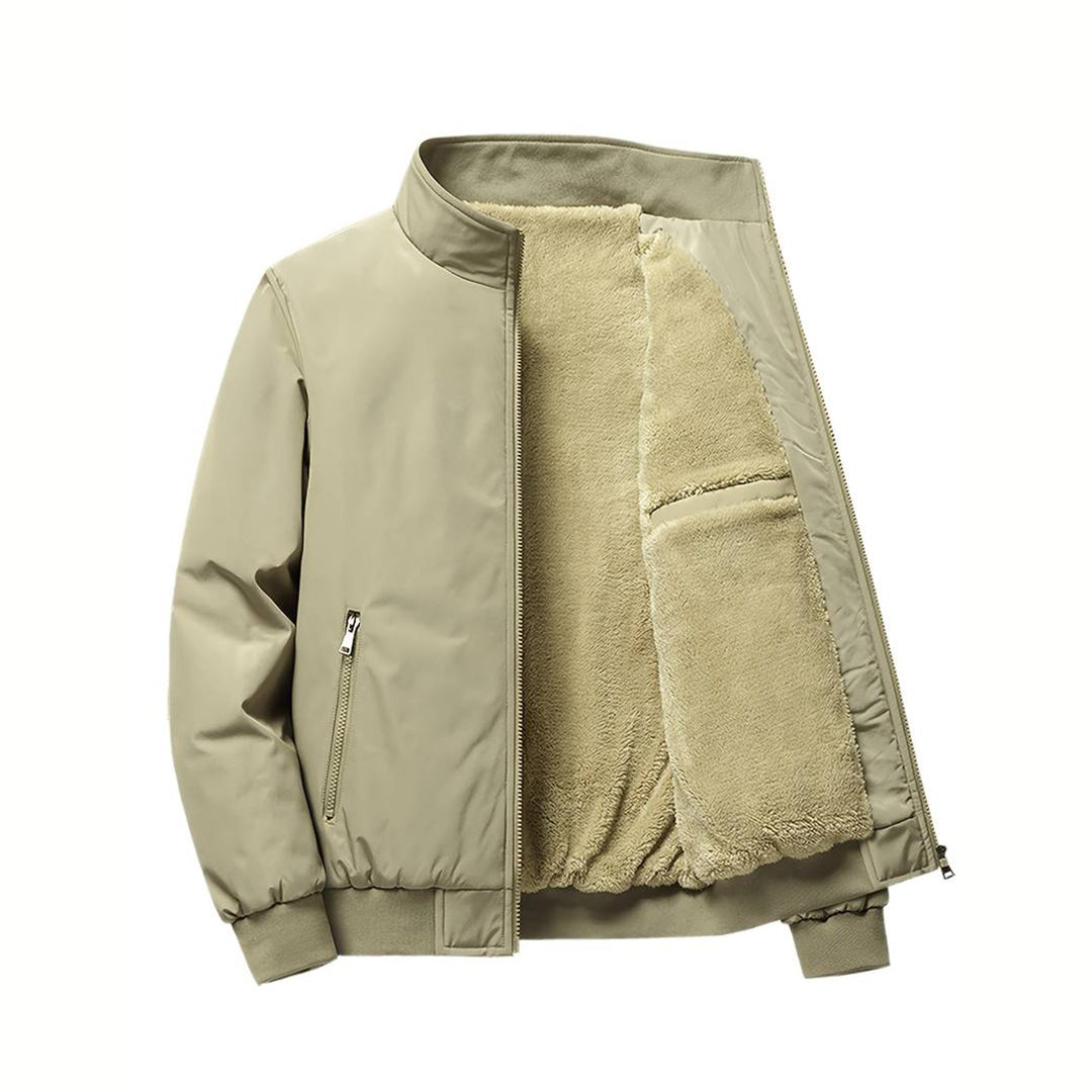 Winter Bomber Jacket - Fleece Lined - Zip-Up - Winter Jacket - Men's Bomber Jacket