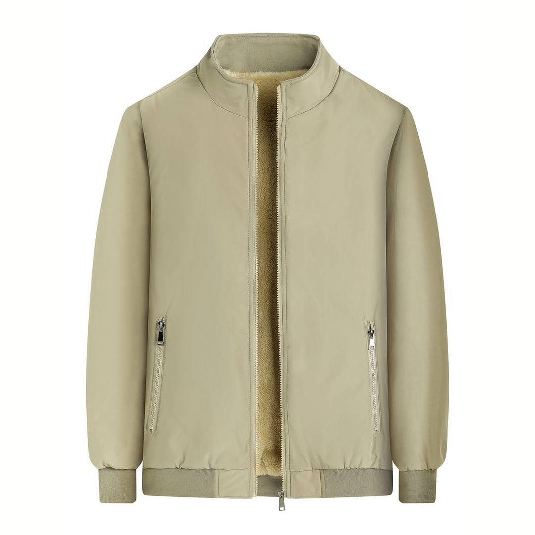 Winter Bomber Jacket - Fleece Lined - Zip-Up - Winter Jacket - Men's Bomber Jacket