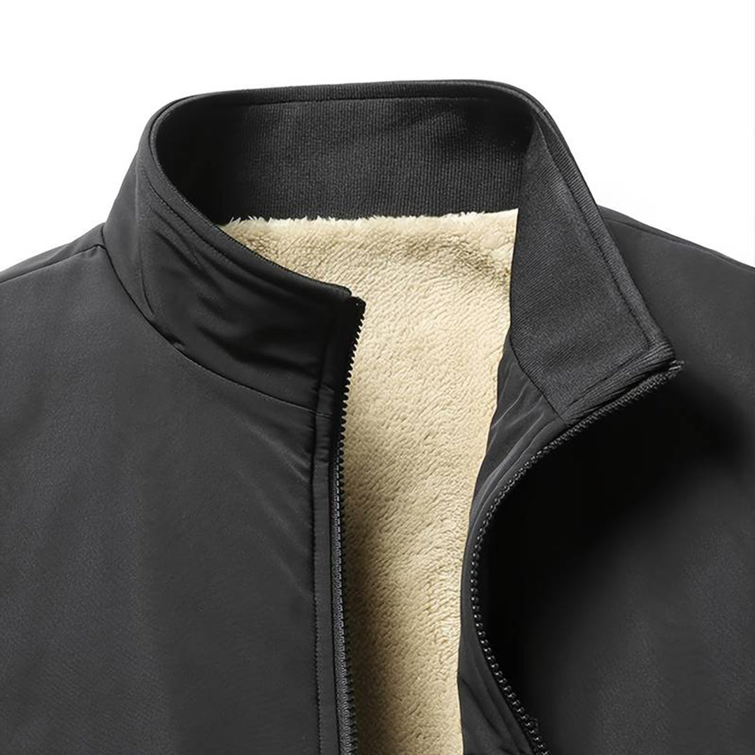 Winter Bomber Jacket - Fleece Lined - Zip-Up - Winter Jacket - Men's Bomber Jacket