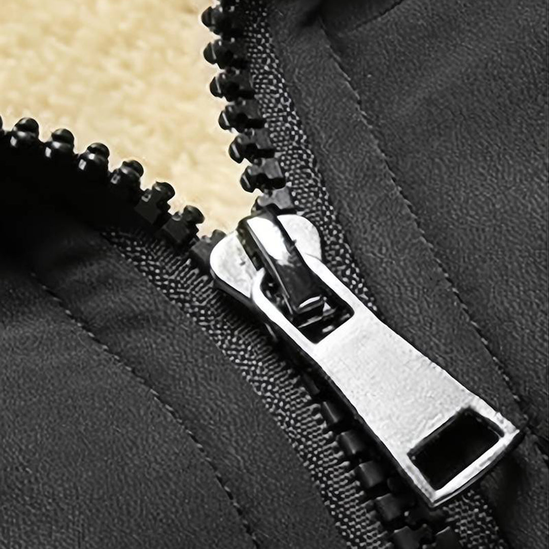 Winter Bomber Jacket - Fleece Lined - Zip-Up - Winter Jacket - Men's Bomber Jacket