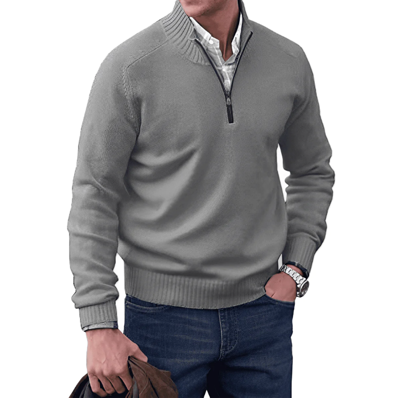 Mens Quarter Zip Jumper - Winter - Pullover - Knitted jumper - Mens Half Zip Sweater