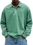 Polo Sweatshirt - Men's Relaxed Fit Button Neck Collared Pullover