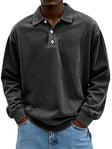 Polo Sweatshirt - Men's Relaxed Fit Button Neck Collared Pullover