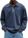 Polo Sweatshirt - Men's Relaxed Fit Button Neck Collared Pullover