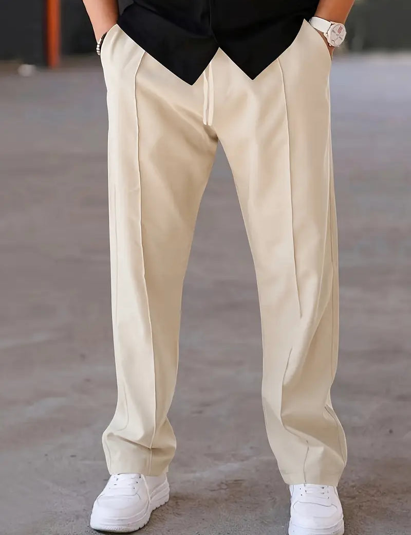 Pleated Trousers | Drawstring | Relaxed Fit | Smart Casual Trousers | Men's Pants