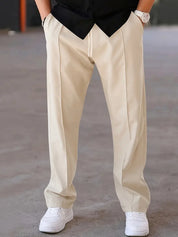 Pleated Trousers | Drawstring | Relaxed Fit | Smart Casual Trousers | Men's Pants