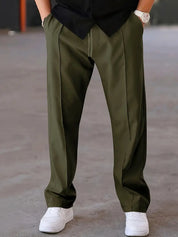 Pleated Trousers | Drawstring | Relaxed Fit | Smart Casual Trousers | Men's Pants