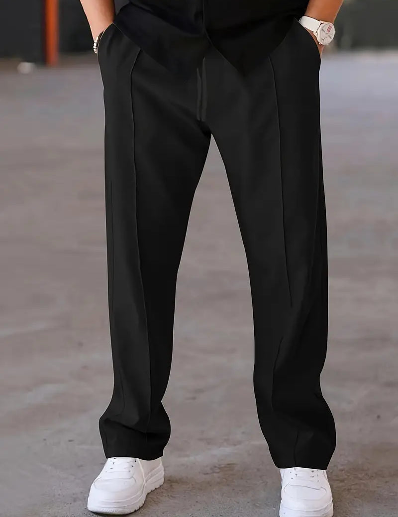 Pleated Trousers | Drawstring | Relaxed Fit | Smart Casual Trousers | Men's Pants