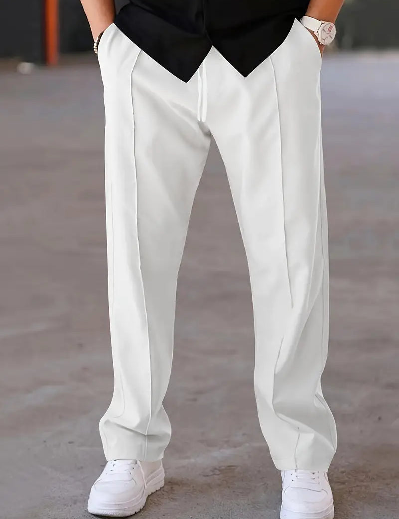 Pleated Trousers | Drawstring | Relaxed Fit | Smart Casual Trousers | Men's Pants