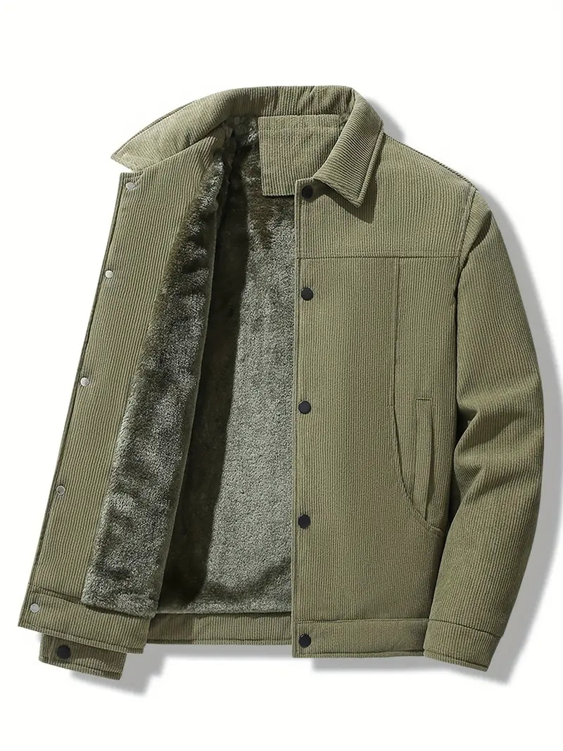 Corduroy Jacket - Men's Fleece-Lined Winter Jacket