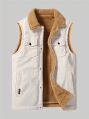 Corduroy Vest - Men's Casual Sherpa Fleece-Lined Vest for Autumn
