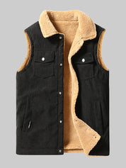 Corduroy Vest - Men's Casual Sherpa Fleece-Lined Vest for Autumn