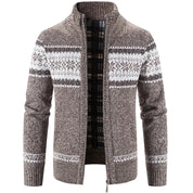 Knitted Cardigan - Zip-Up - Winter - Knit Cardigan Sweater - Men's Cardigan