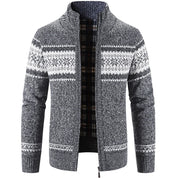 Knitted Cardigan - Zip-Up - Winter - Knit Cardigan Sweater - Men's Cardigan