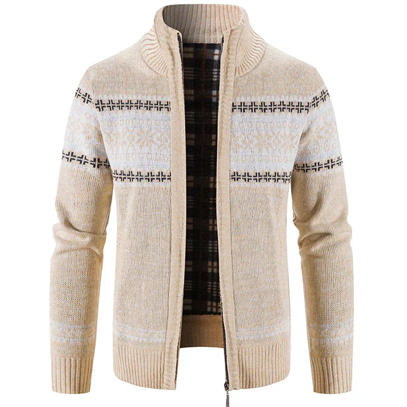 Knitted Cardigan - Zip-Up - Winter - Knit Cardigan Sweater - Men's Cardigan