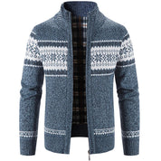 Knitted Cardigan - Zip-Up - Winter - Knit Cardigan Sweater - Men's Cardigan