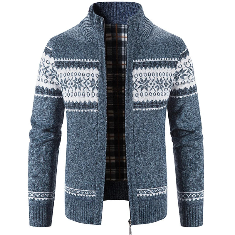 Knitted Cardigan - Zip-Up - Winter - Knit Cardigan Sweater - Men's Cardigan