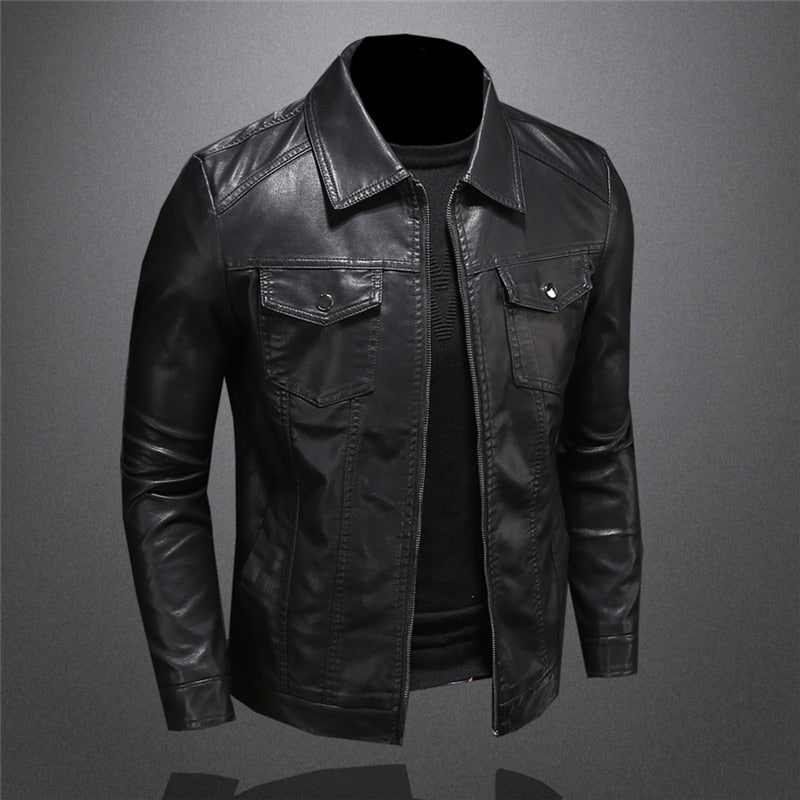 Leather Jacket - Black - Vegan Leather - Leatherette Jacket - Men's Jacket