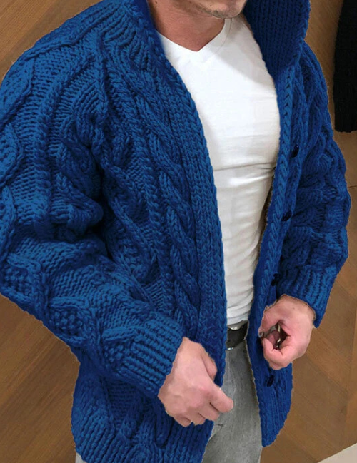 Knitted Cardigan | Button-Up | Cable Knit | Chunky Cardigan | Men's Cardigan