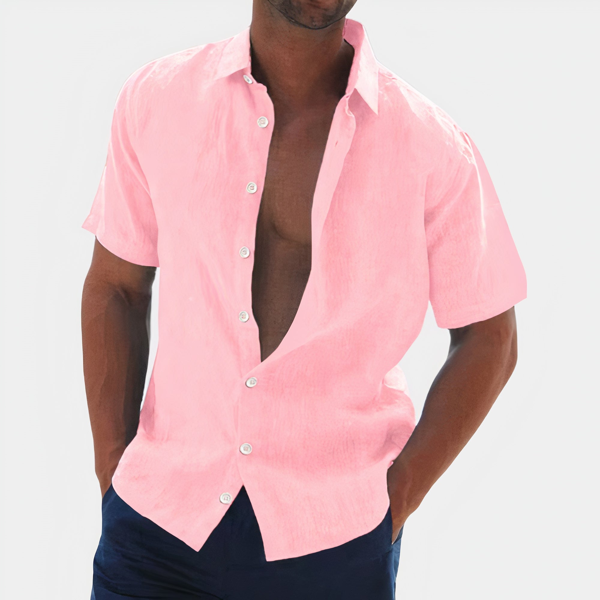 Short Sleeve Shirt - Men's Collared Button-Up Shirt for Summer