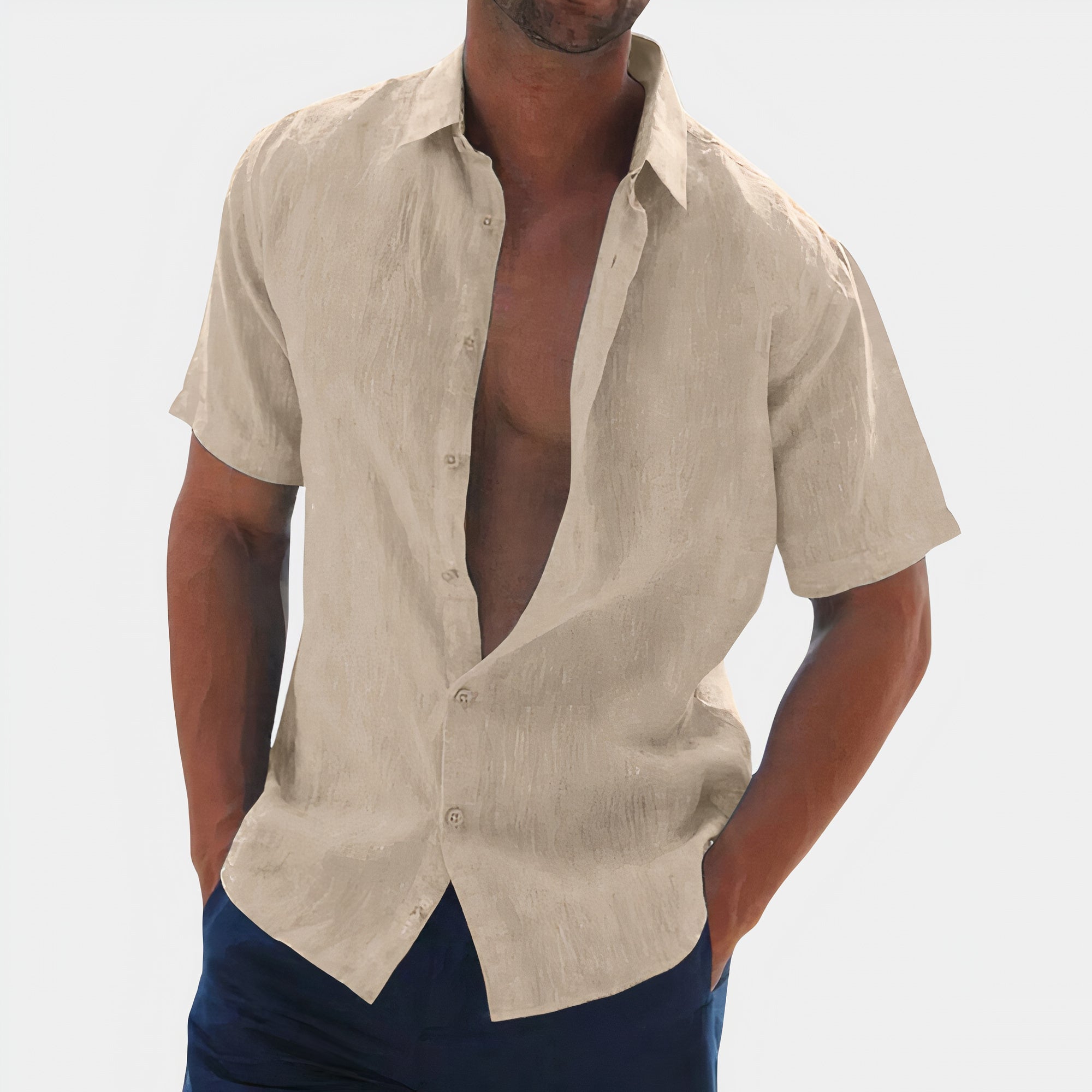 Short Sleeve Shirt - Men's Collared Button-Up Shirt for Summer