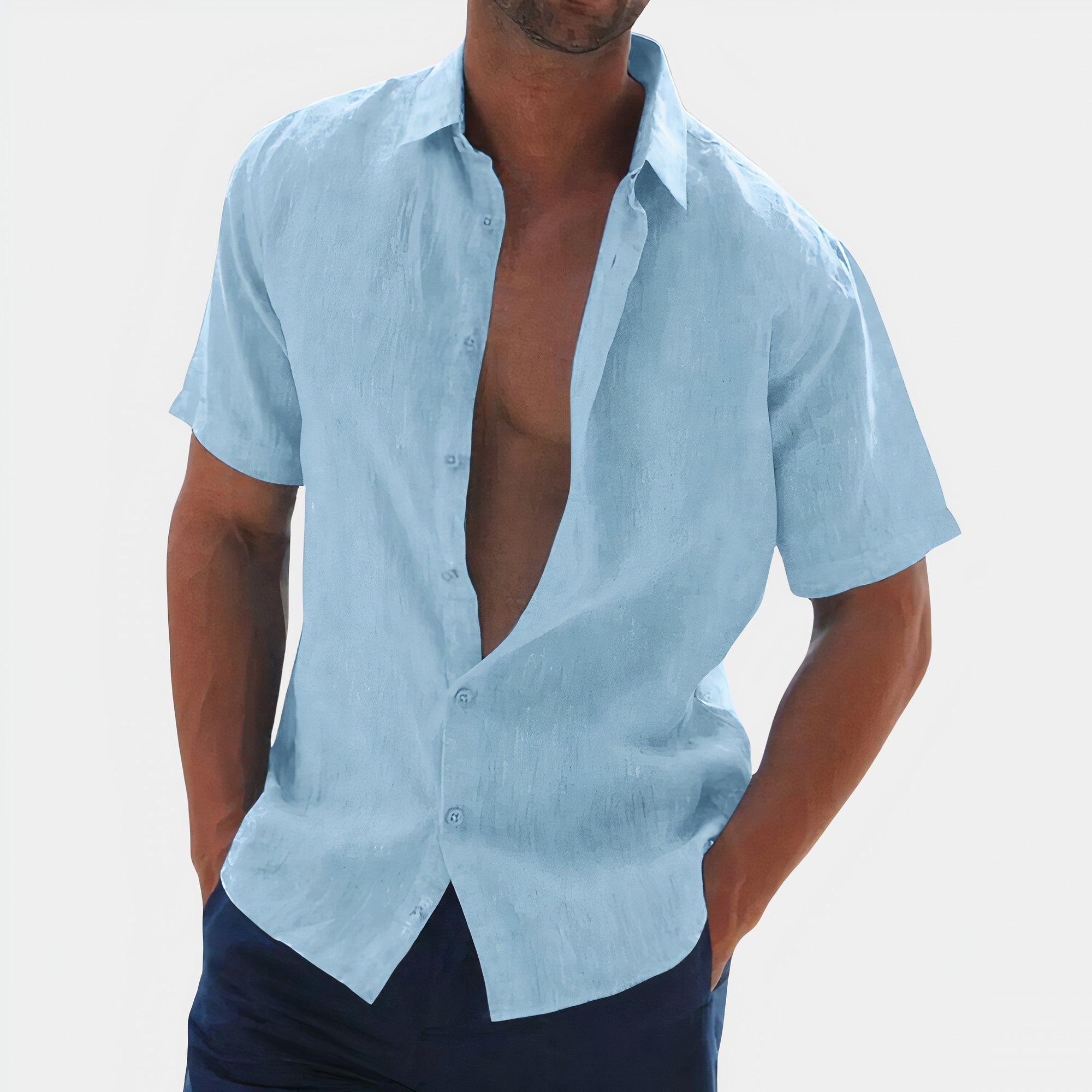 Short Sleeve Shirt - Men's Collared Button-Up Shirt for Summer