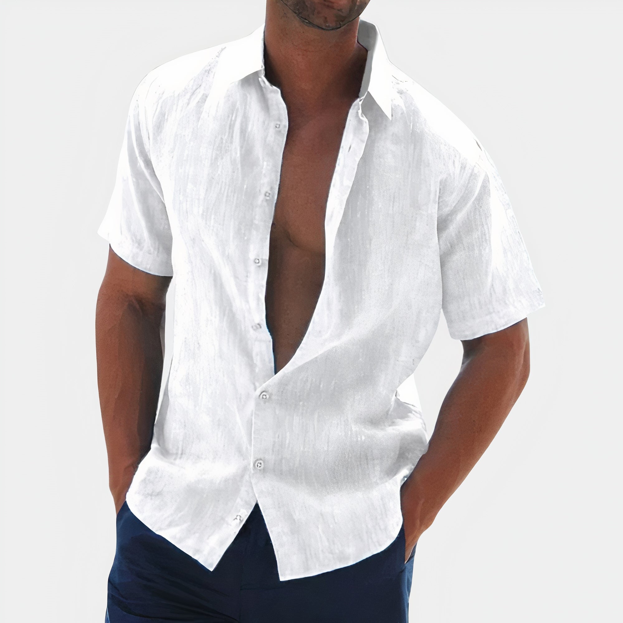 Short Sleeve Shirt - Men's Collared Button-Up Shirt for Summer